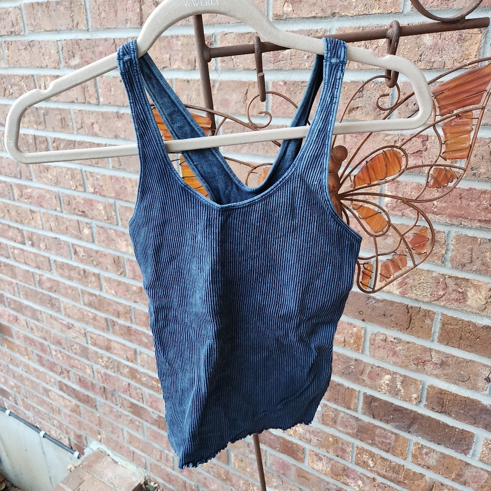 Spiritual Gangster Shelf Bra Top- faded navy blue